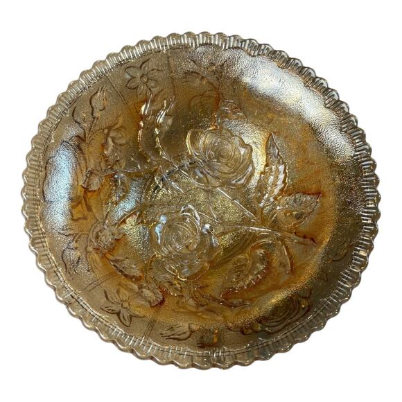 Vintage Antique Imperial Glass Company Lustre Rose Bowl Marigold Carnival Glass - Picture 2 of 6